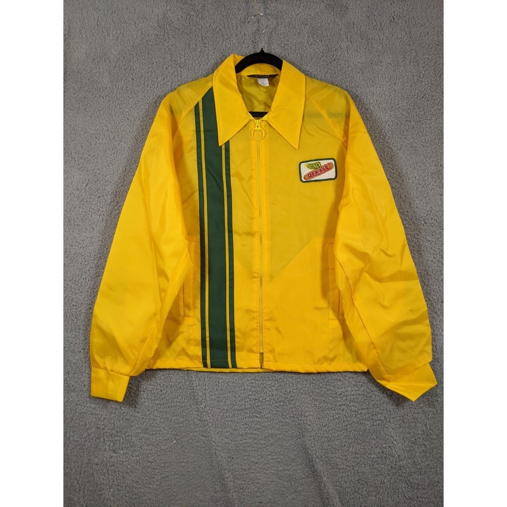 Vtg 70s Swingster Dekalb Corn Seed Patch Windbreaker Jacket Men XL Yellow Nylon